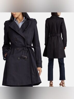 Lauren Ralph Lauren Women's Water
Repellent Belted Trench Coat Black XS/TP